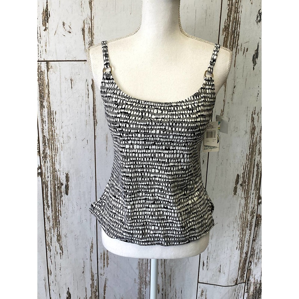 Island Escape Black Gray And White Tankini